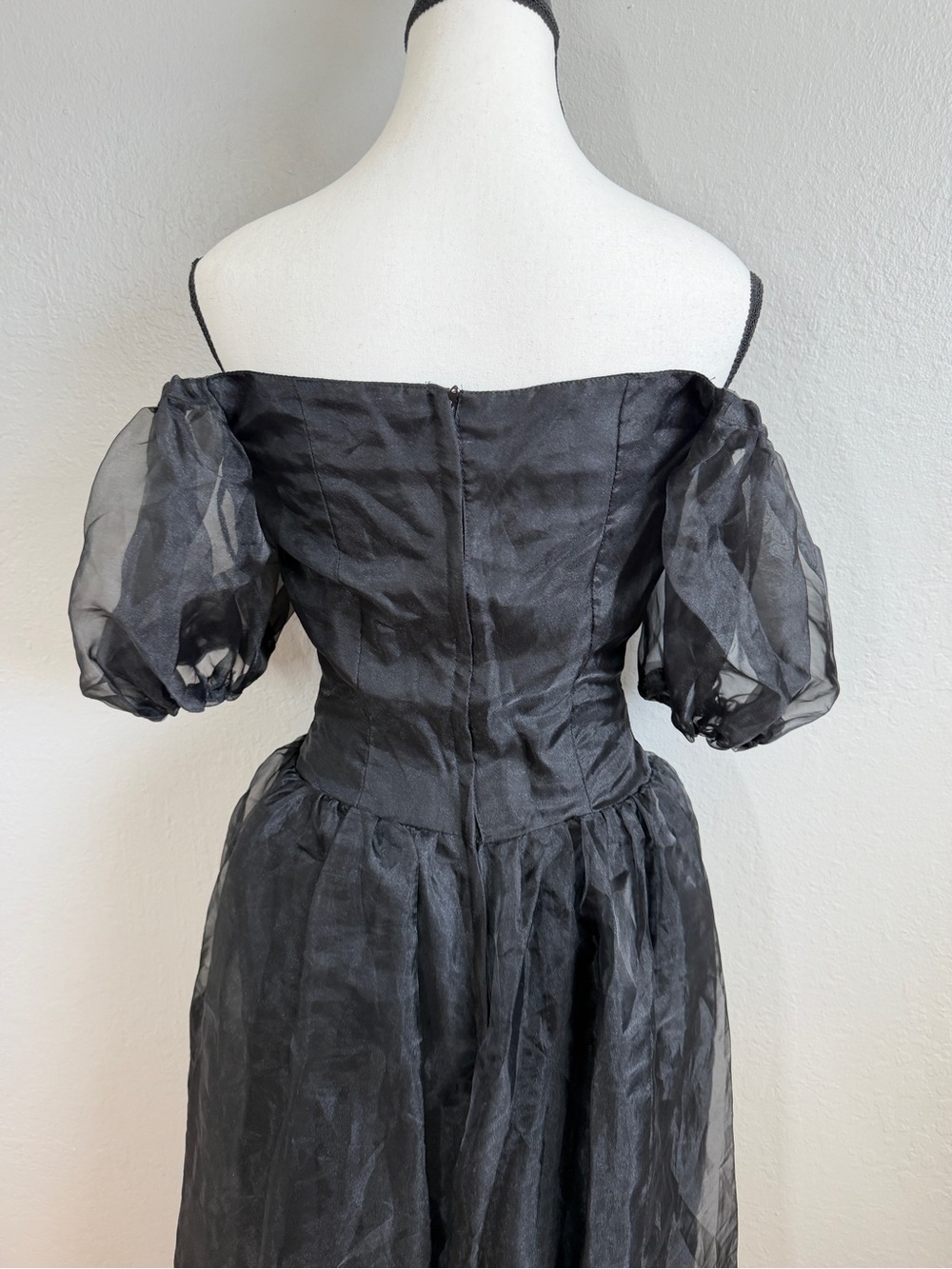 Vintage Black Puff Sleeve Maxi Dress Princess core Gothic 
80s XS - Picture 3 of 6